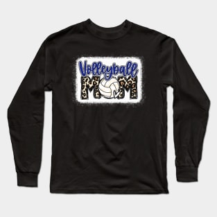 Volleyball Mom Blue Leopard Long Sleeve T-Shirt